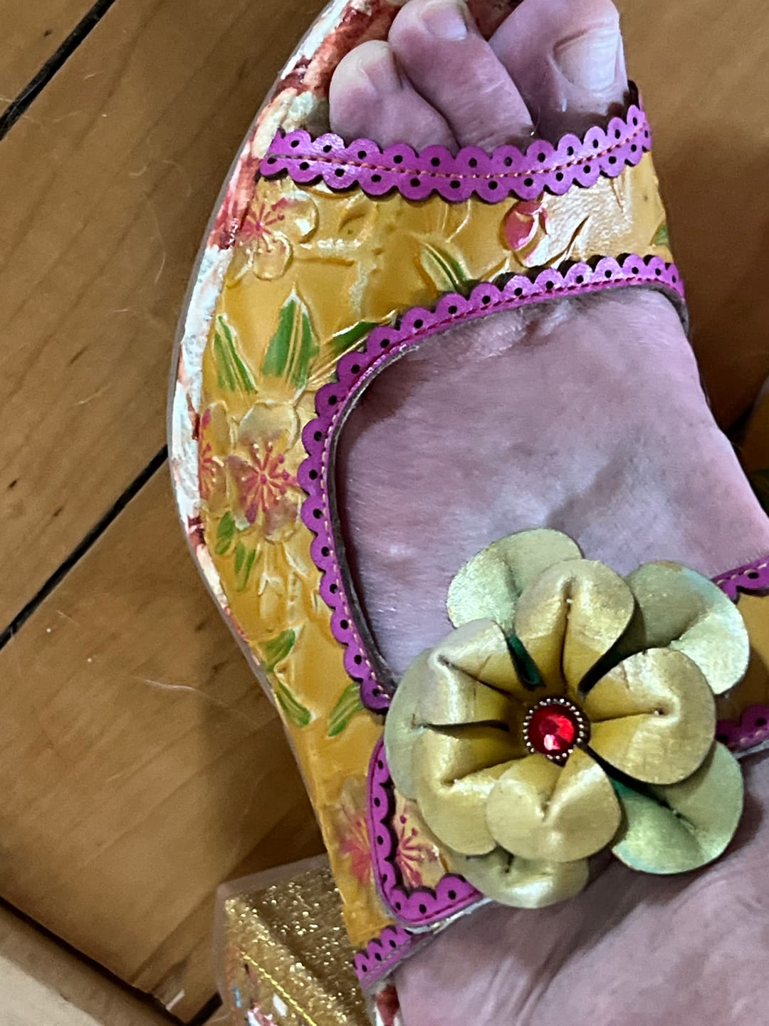 Customer photo review of Floral Embossed Mule Heels