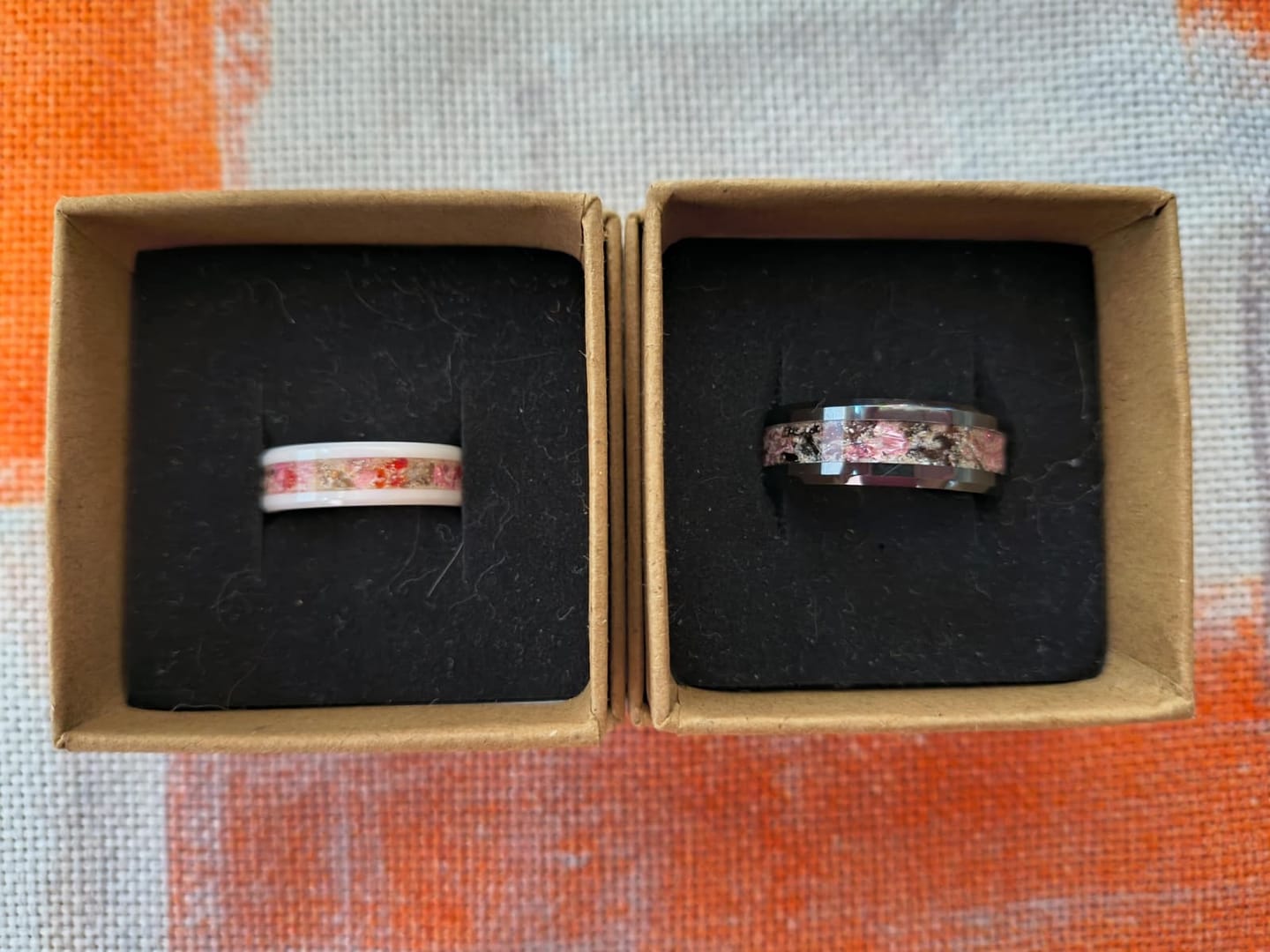 Customer photo review of Glass Frit Ring with Cremation Ashes