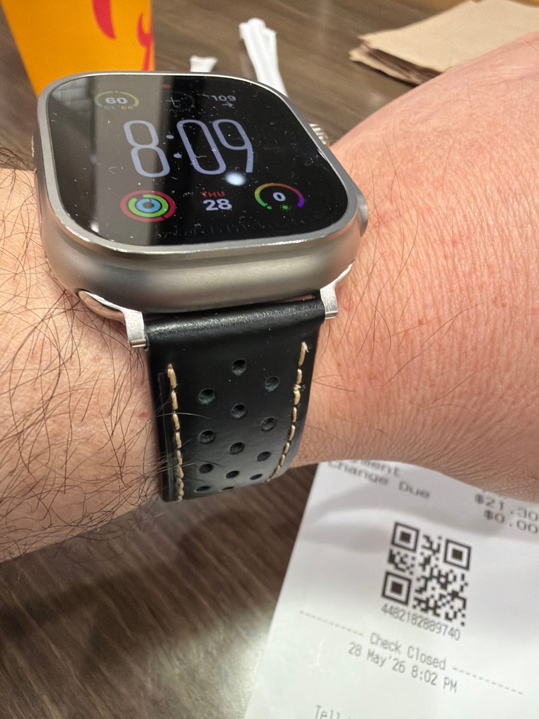 Customer photo review of Leather Sport Grip Band - For Apple Watch - DQ Black