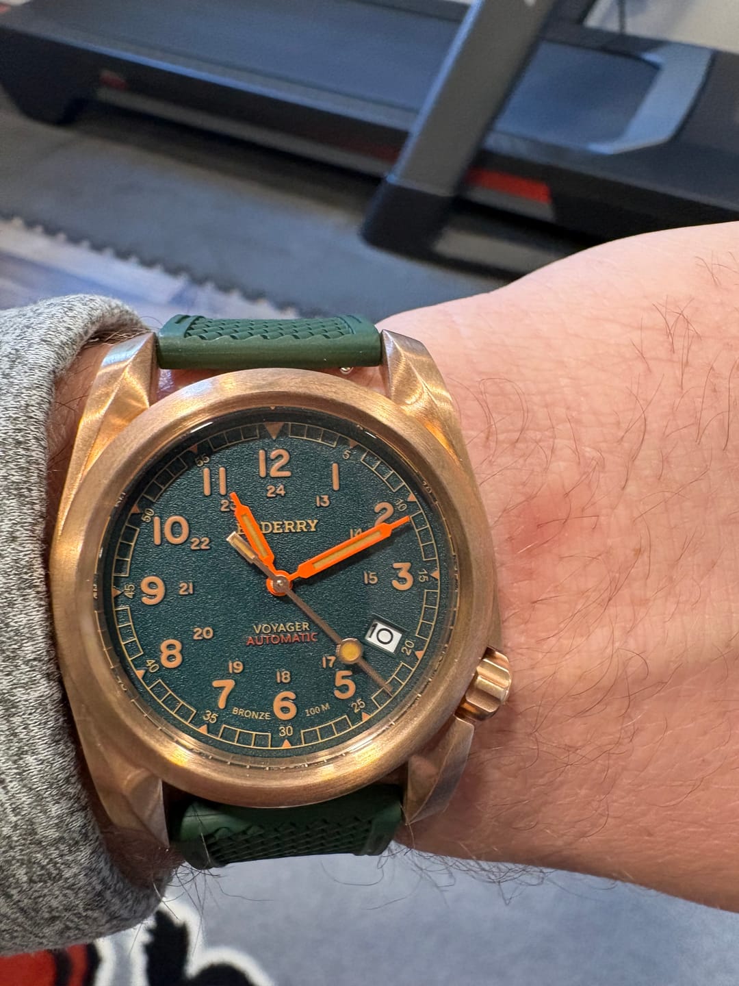 Customer photo review of VOYAGER - 100M Waterproof Bronze Automatic Field Watch | Sandstone Green