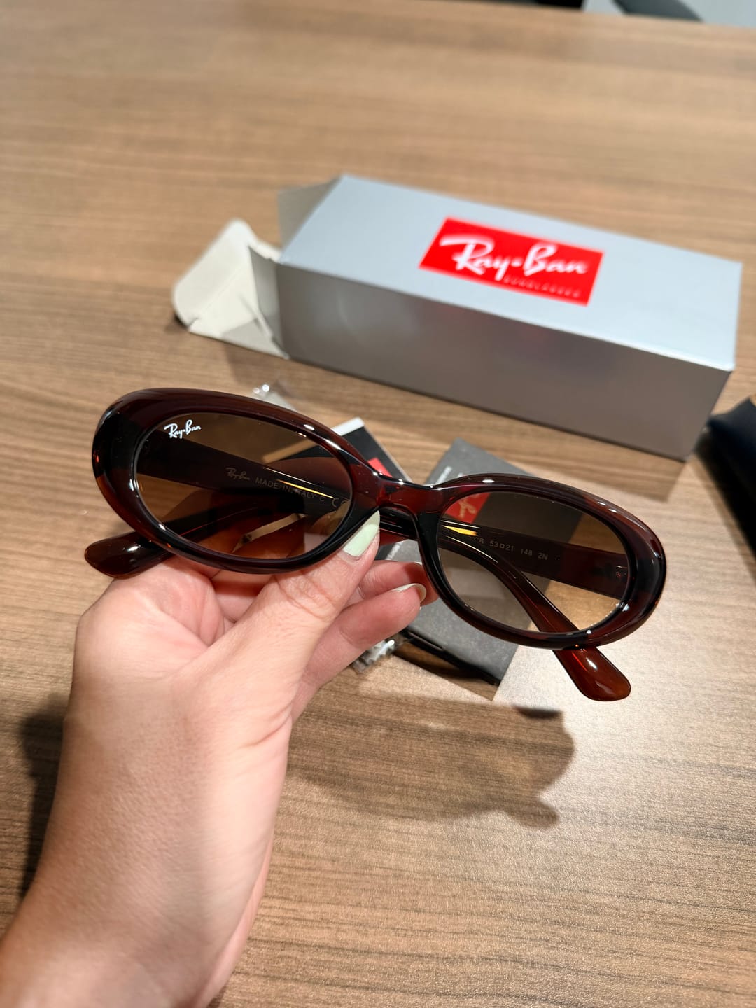 Customer photo review of Lentes De Sol Rb4441D Bio-Based Carey Café