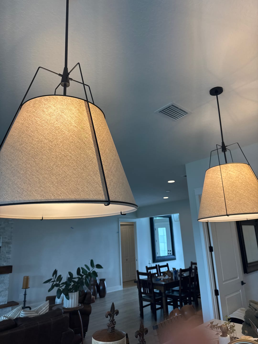 Customer photo review of Modern Linen Conical Drum Cage Pendant Light