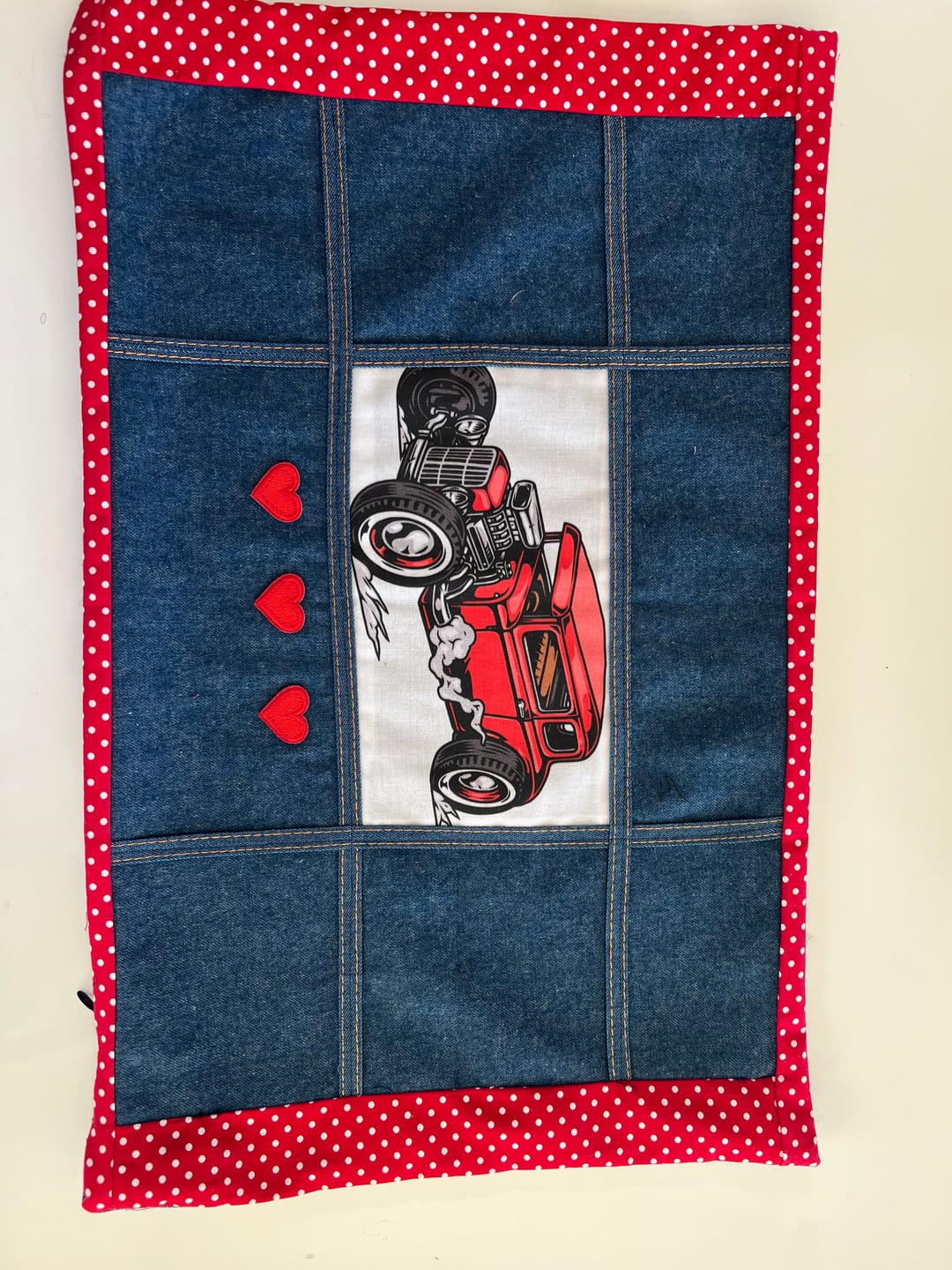 Customer photo review of Vintage Red Roadster Fabric Panel - Tan