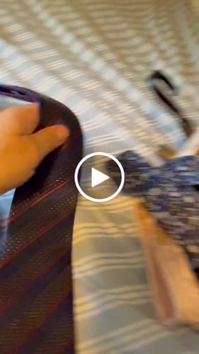 Customer video review of Deep Blue Red Line Striped Tie Pocket Square Cufflinks Set