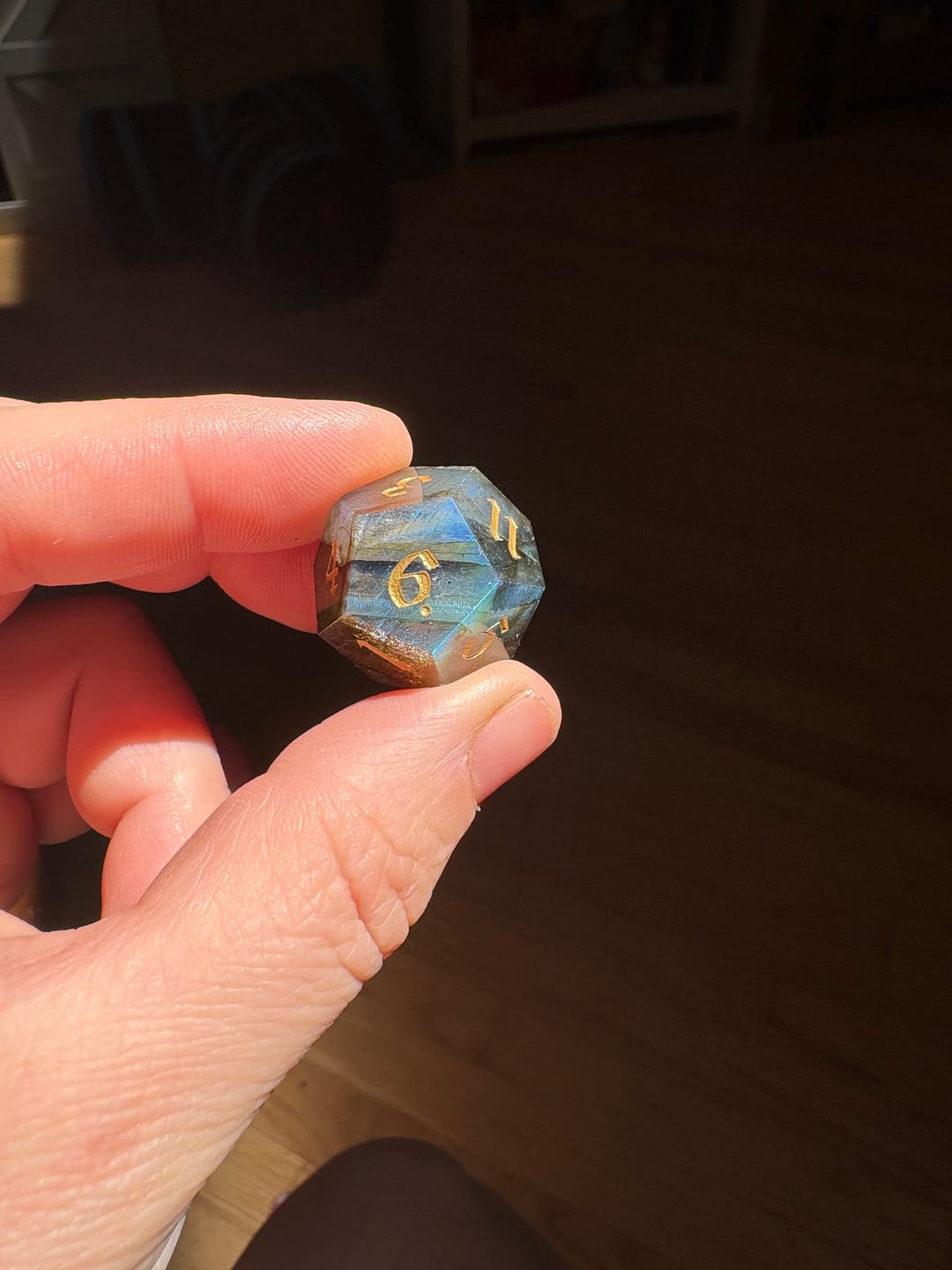 Customer photo review of Labradorite Gemstone DND Dice Set