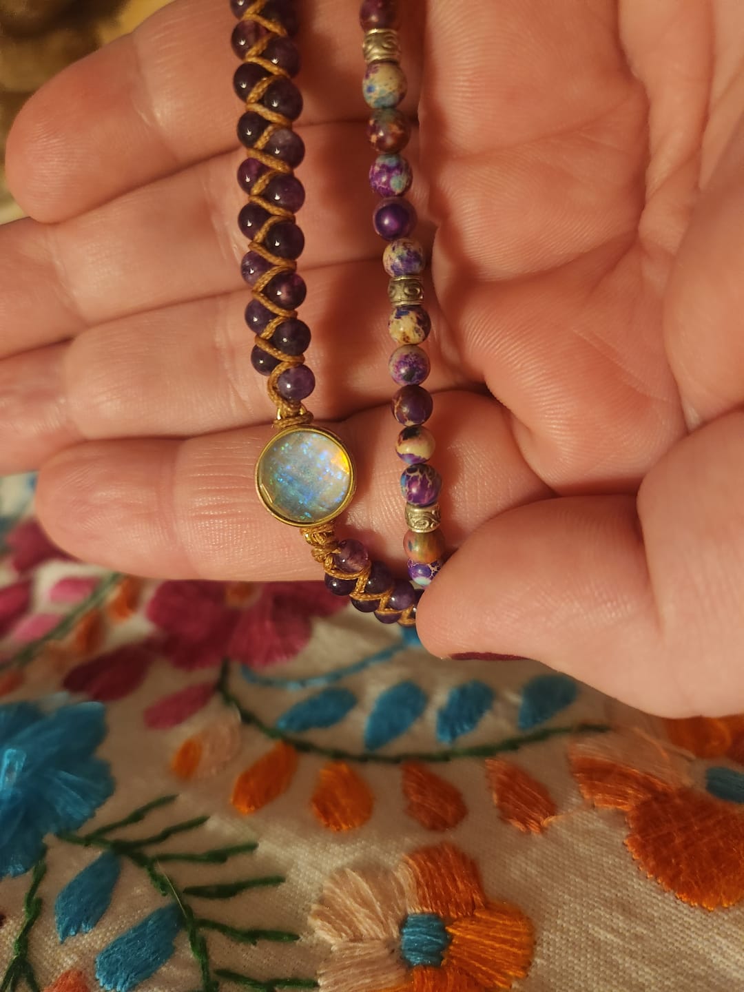 Customer photo review of Amethyst & Opal Friendship Bracelet