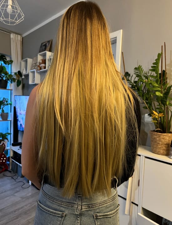 Customer photo review of Remy Halo Extensions – Glatt