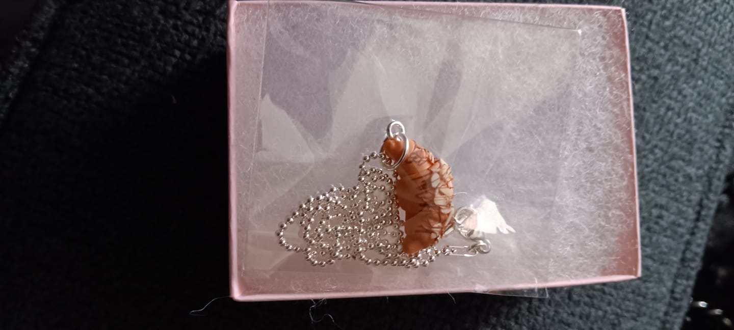 Customer photo review of Chocolate Almond Croissant Necklace - Quarterly Limited Collection