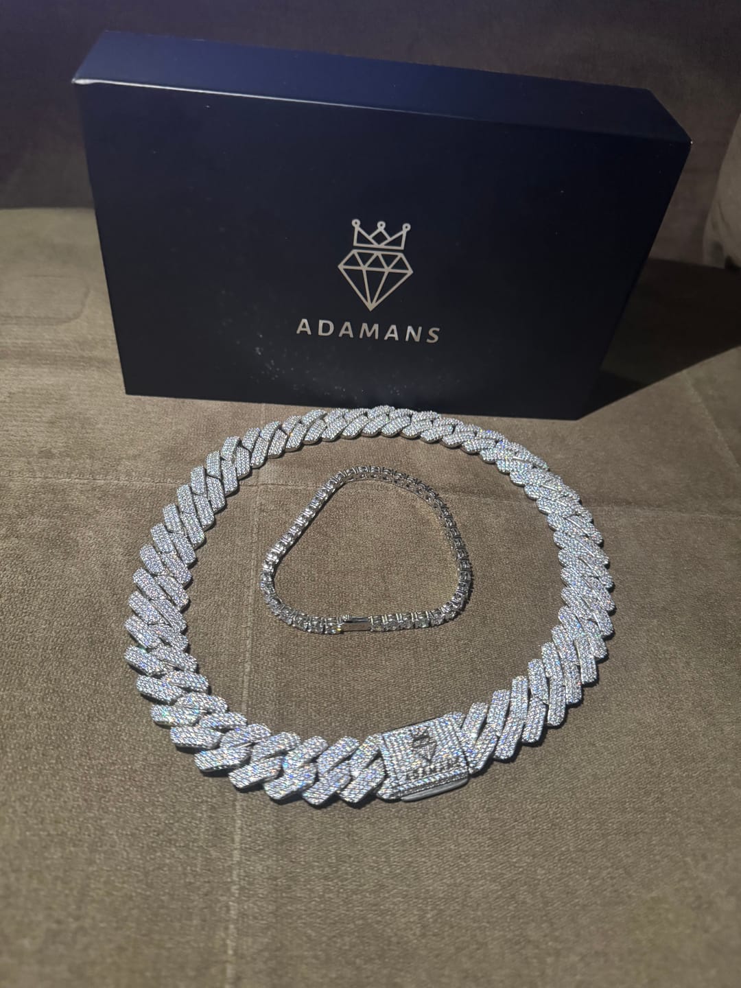 Customer photo review of 20mm Diamond Monaco Chain - 14k White Gold