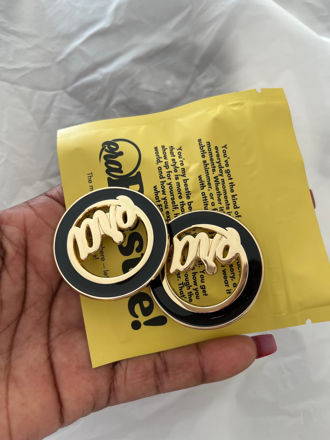 Customer photo review of Gold Diva Earrings