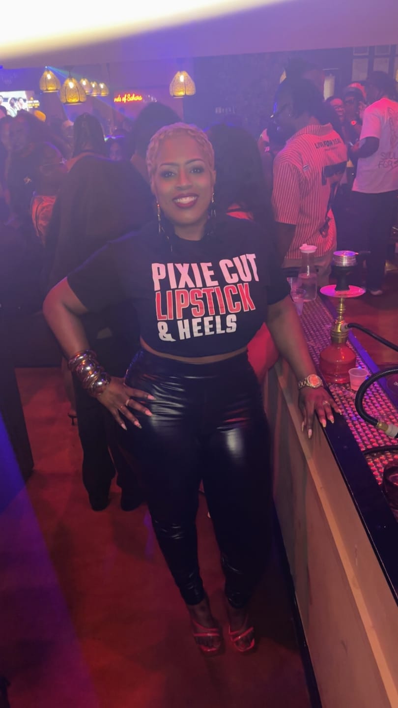 Customer photo review of Pixie Cut, Lipsitck, & Sneakers Tshirt