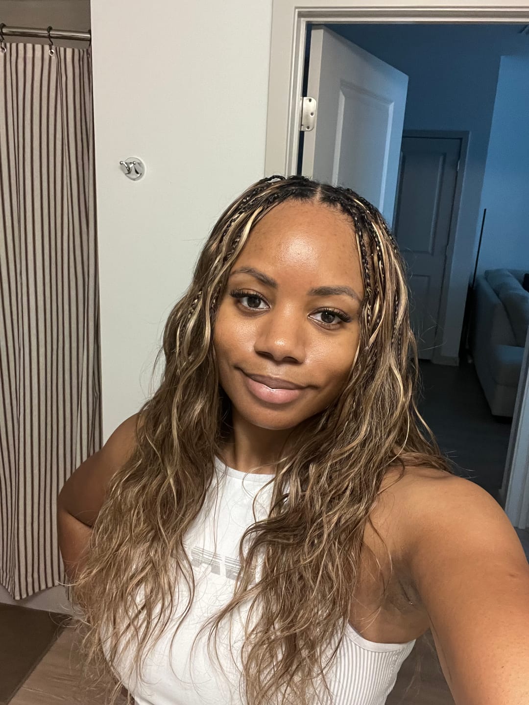 Customer photo review of #4/27/30 Mix Color Blend Body Wave Human Crochet Hair