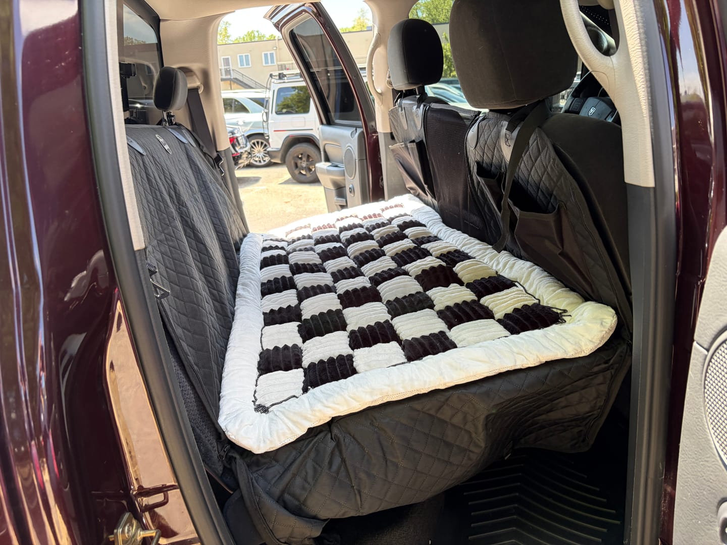 Customer photo review of Plush Backseat Dog Bed (Made For The Hard Bottom Car Seat Cover)