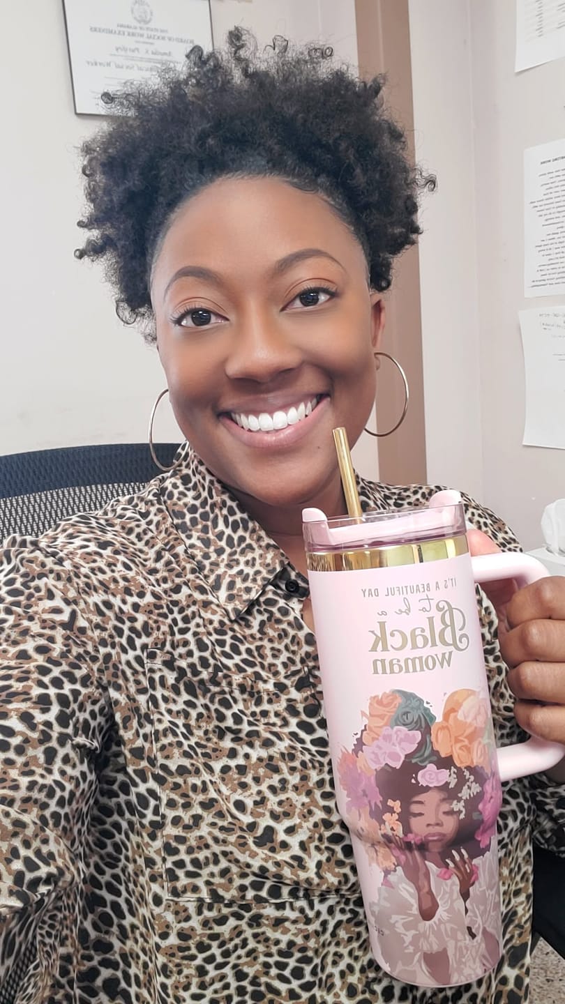 Customer photo review of Pink “Royalty Blossomed” Insulated Tumbler – "It’s a Beautiful Day to be a Black Woman"