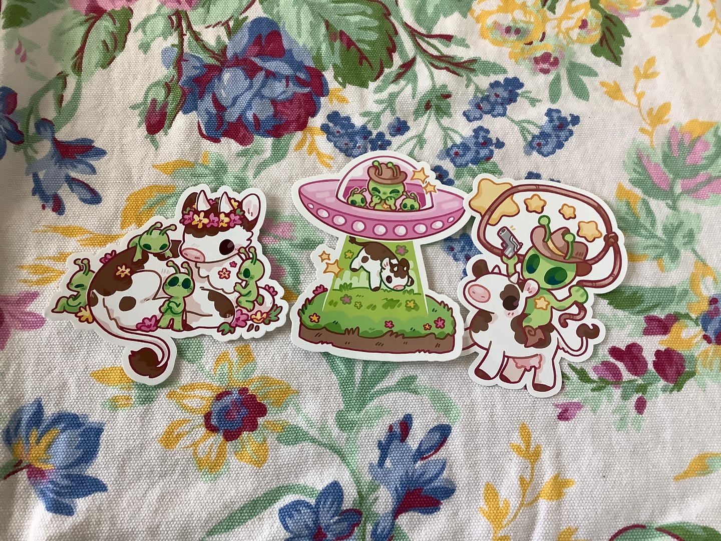 Customer photo review of Cute Cowboy Alien Stickers!