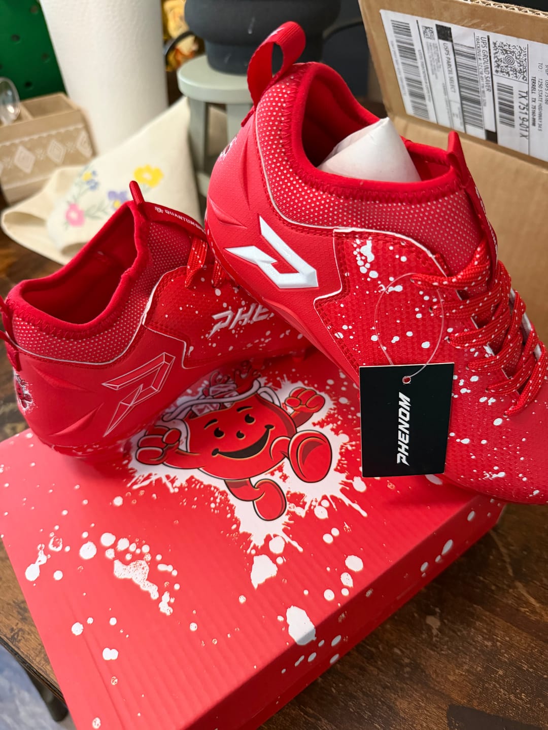 Customer photo review of Kool-Aid 'Cherry' Football Cleats - Quantum Speed by Phenom Elite