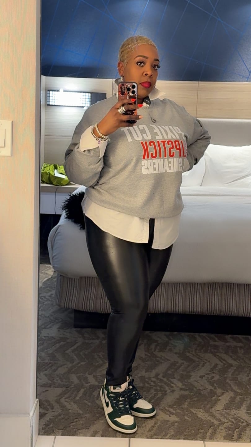 Customer photo review of Pixie Cut, Lipsitck, & Sneakers Sweatshirt (blk)