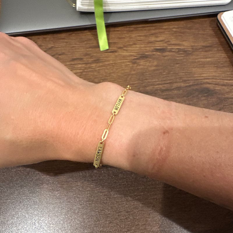 Customer photo review of Custom Name Bar Bracelet