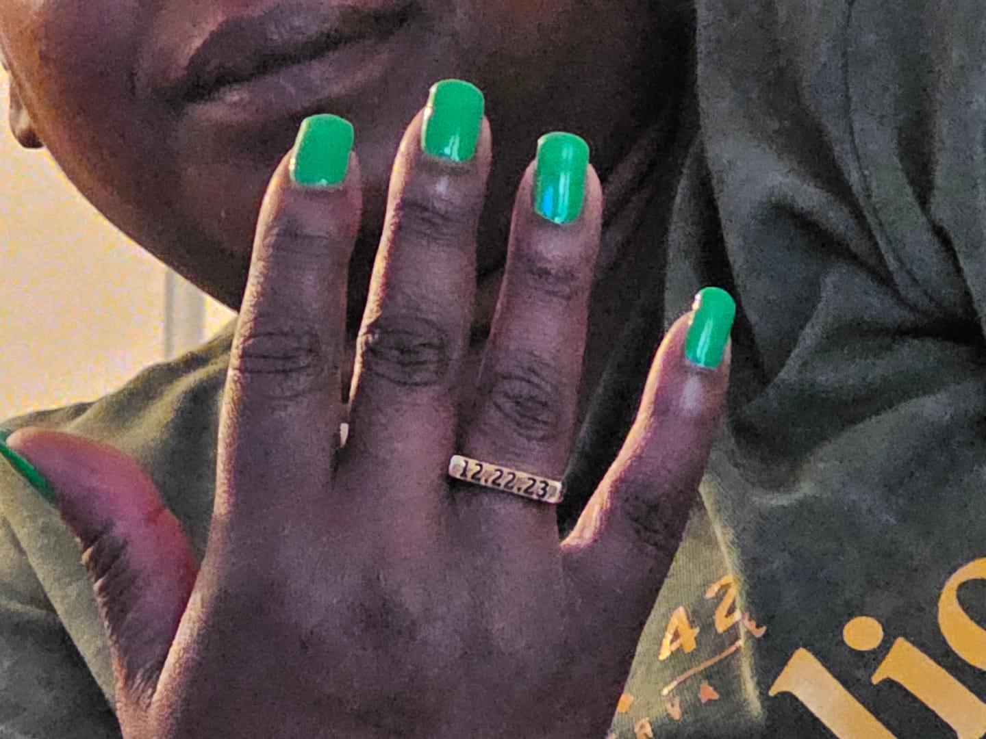 Customer photo review of Engraved Name Ring