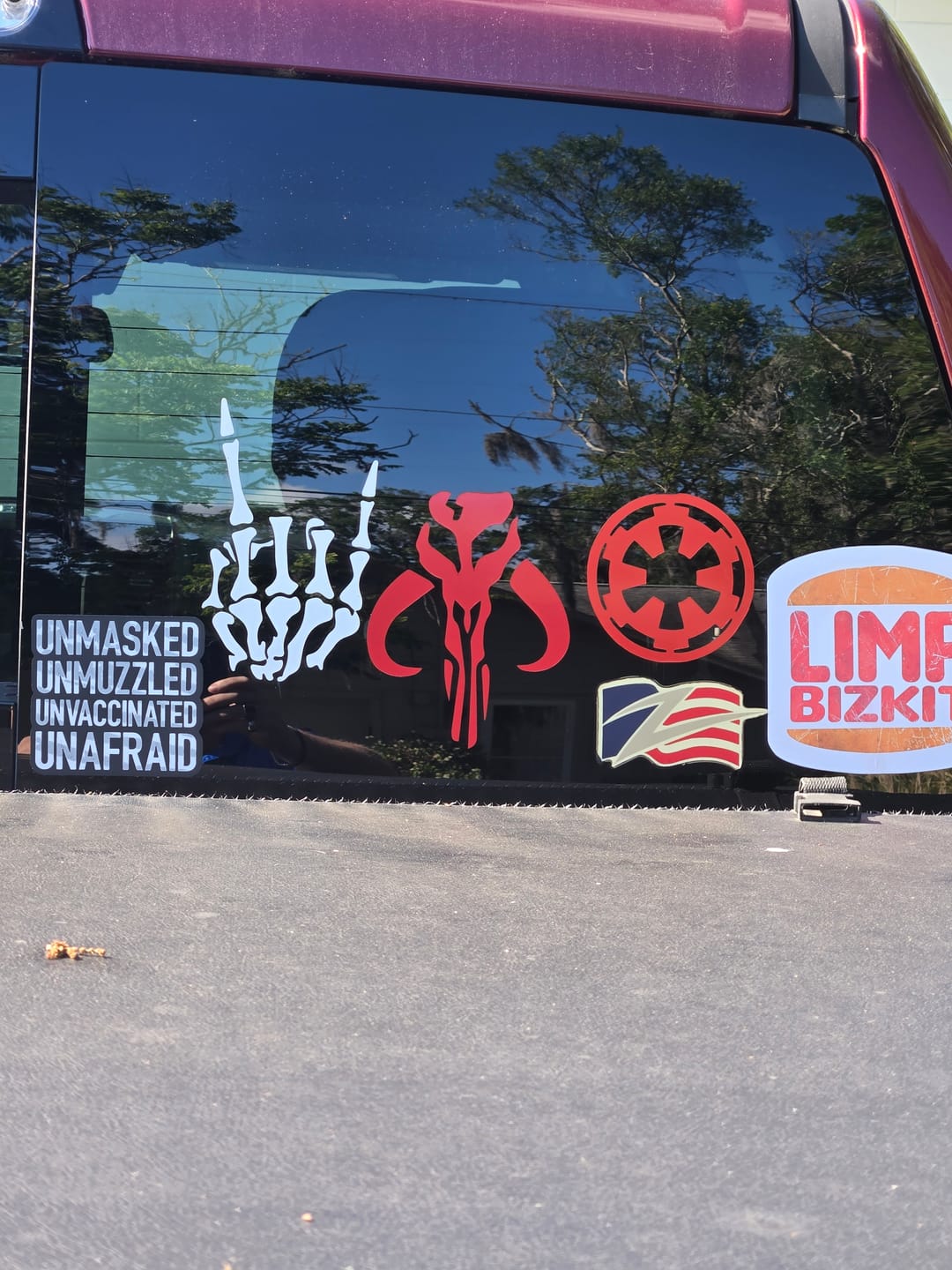Customer photo review of Unmasked Unmuzzled Decal