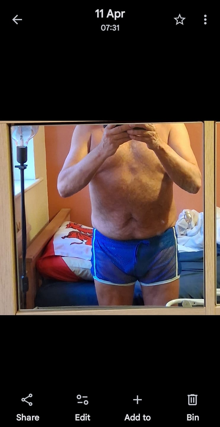 Customer photo review of 2 Pack Men's Hollow Out Breathable Lounge Sports Shorts