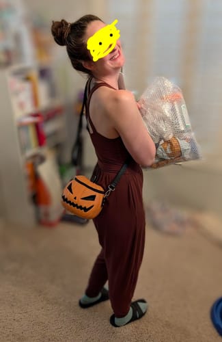 Customer photo review of FINAL SALE - Sleepy Hollow™ BABY Pumpkin Bag