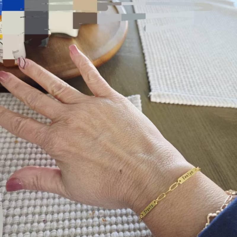Customer photo review of Custom Name Bar Bracelet