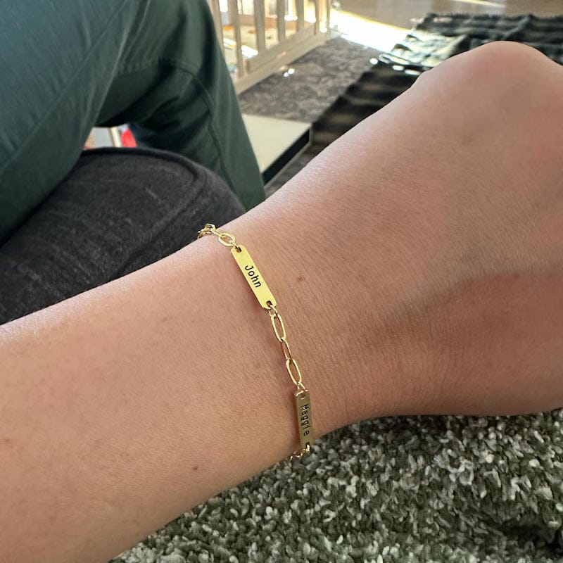 Customer photo review of Custom Name Bar Bracelet