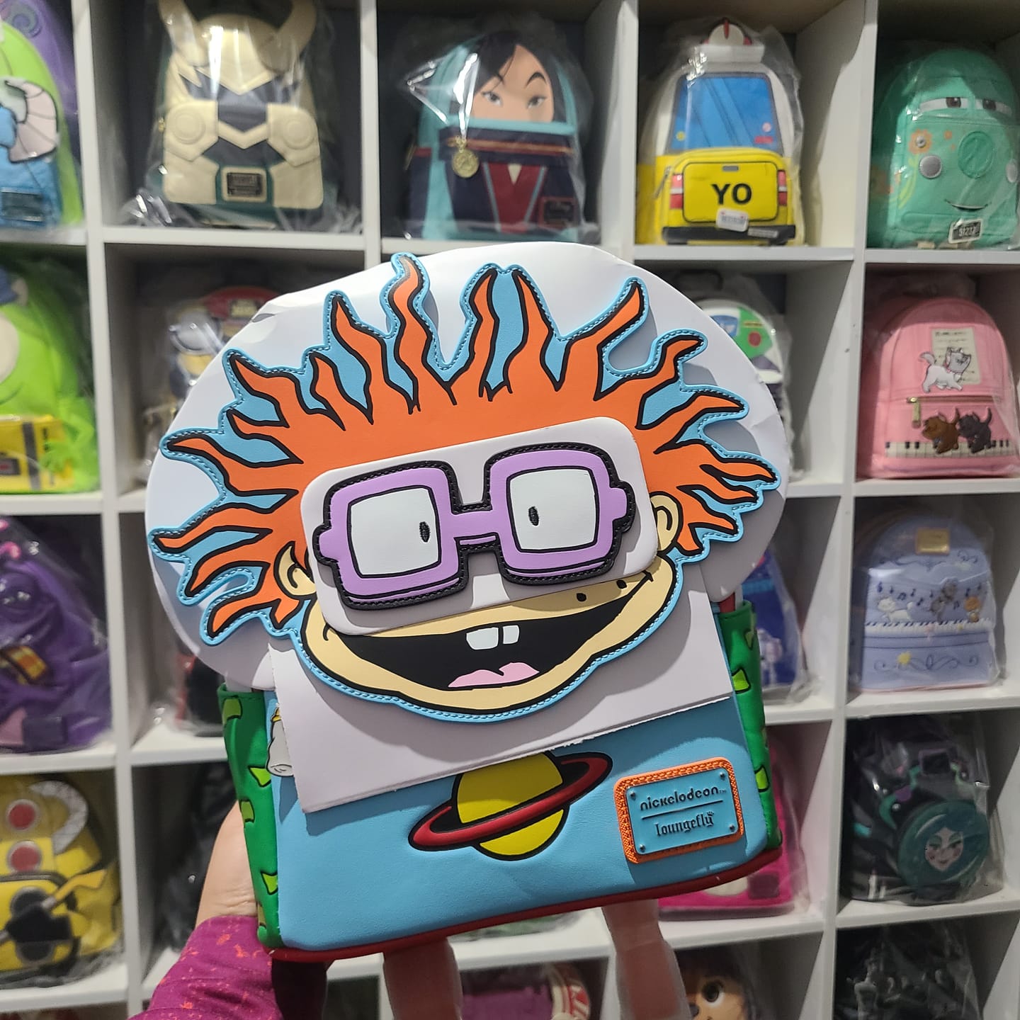 Customer photo review of Loungefly Nickelodeon Rugrats Chuckie Cosplay Mini Backpack With Removable Glasses - 707 Street Exclusive