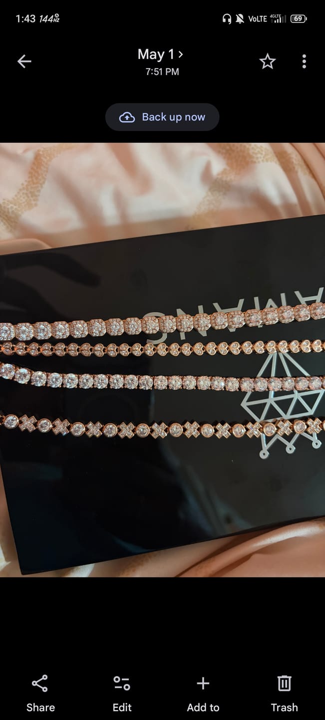 Customer photo review of Moissanite Broken Heart Chain - 18k Rose Gold - D Colour - VVS1