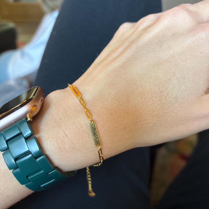 Customer photo review of Custom Name Bar Bracelet
