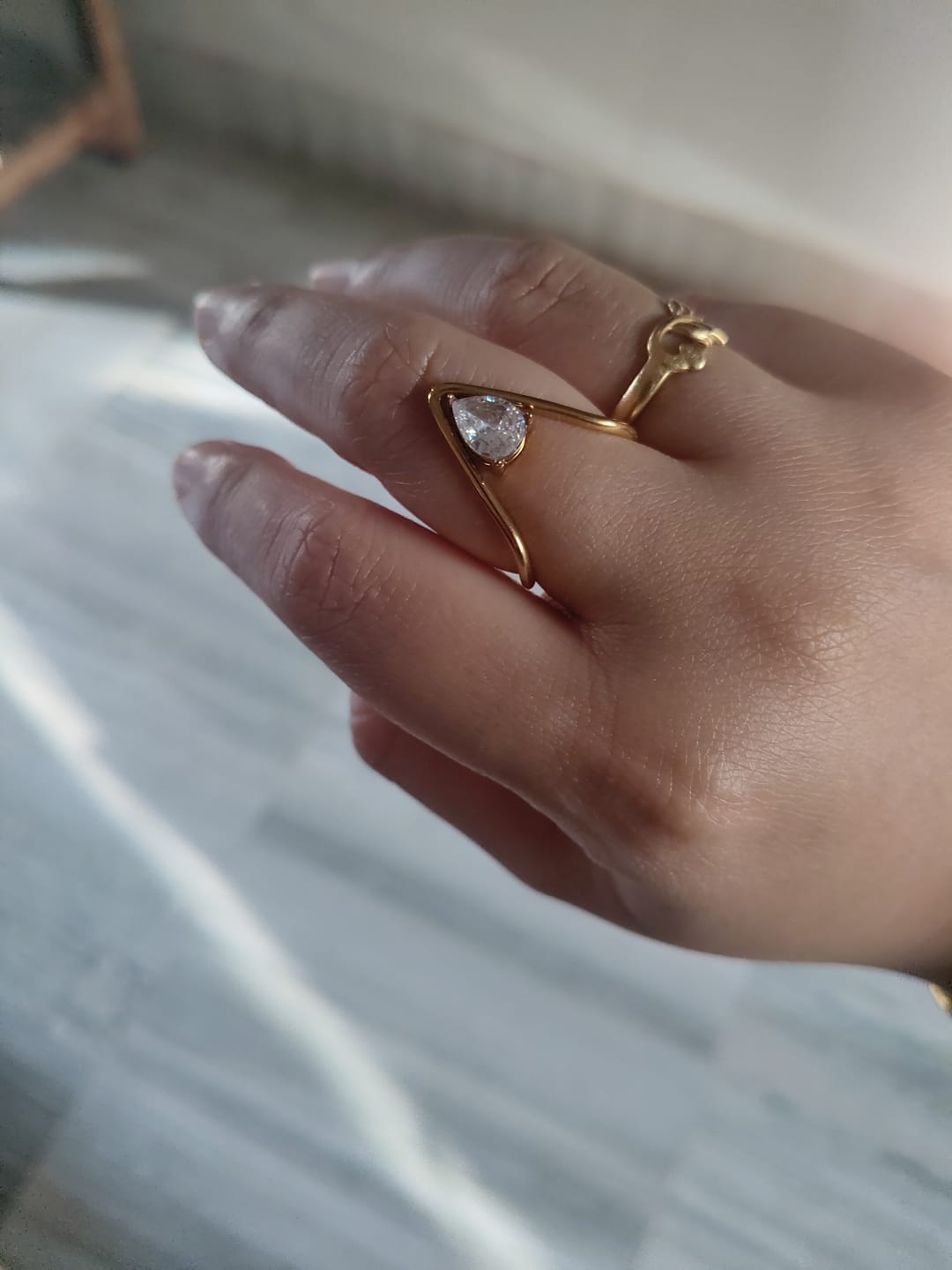 Customer photo review of Trendy Vee Diamond Ring