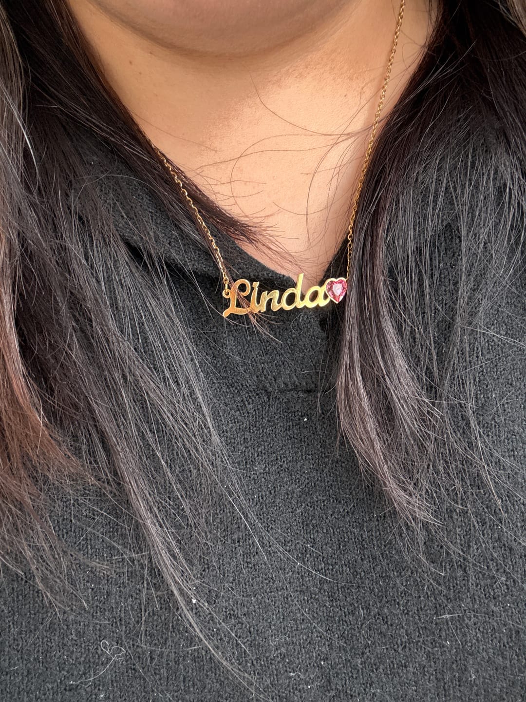 Customer photo review of Birthstone Name Necklace