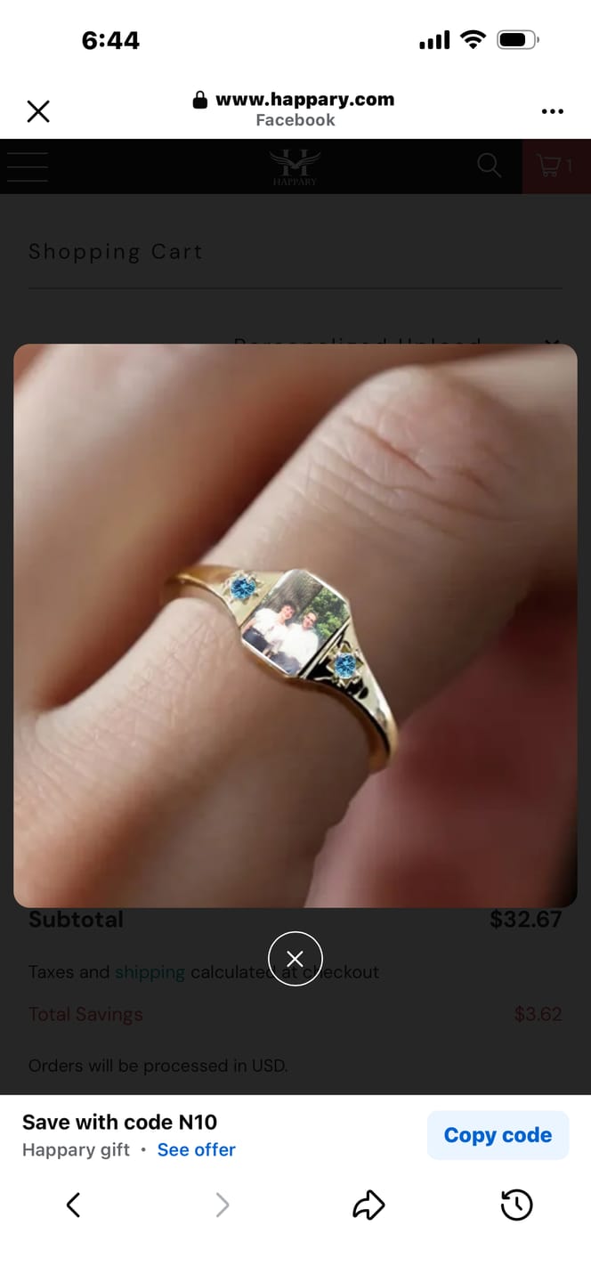 Customer photo review of Personalized Photo Birthstone Custom Ring