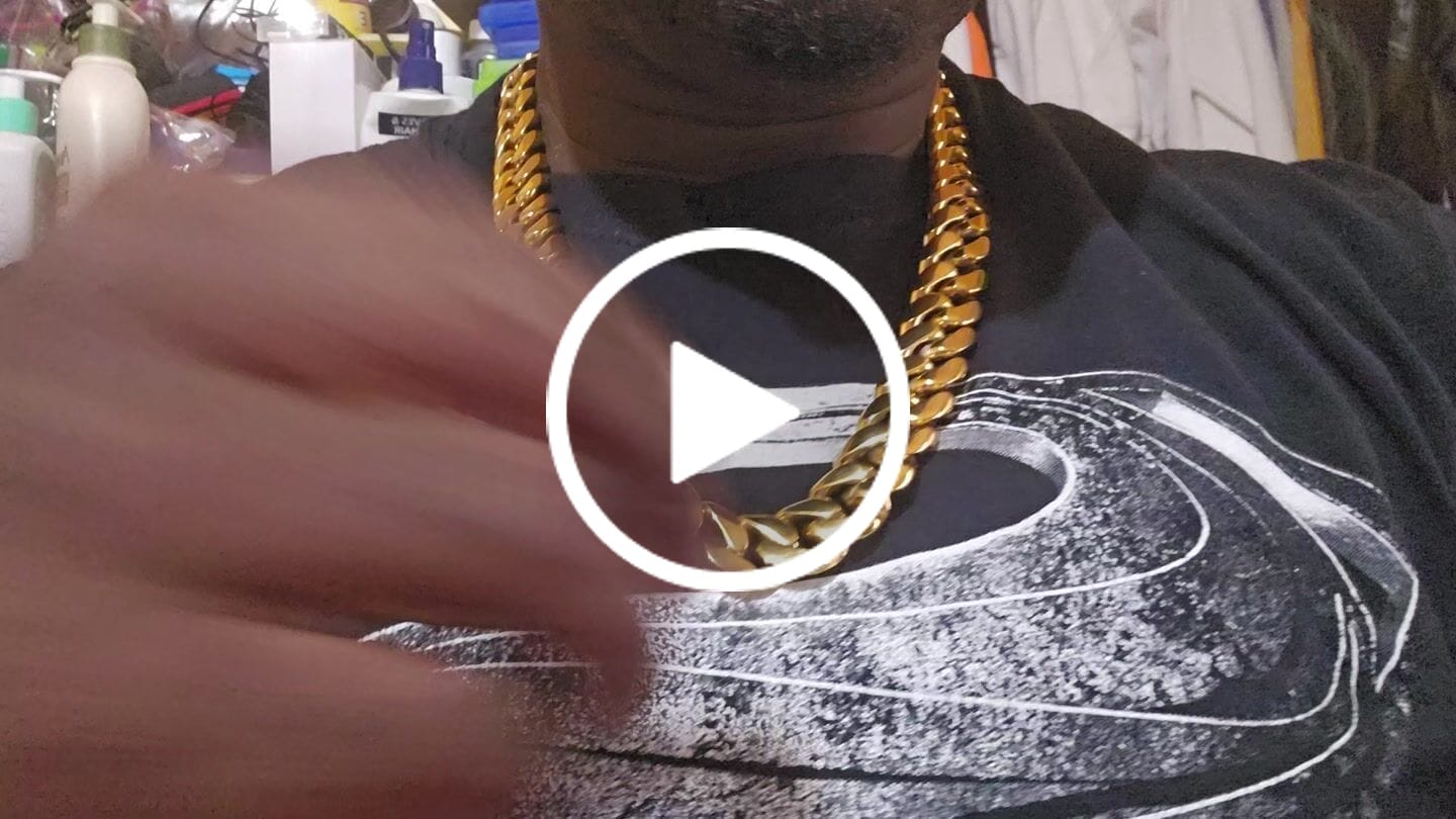Customer video review of 10-22mm Solid 18k Gold Plated Miami Cuban Link Chain