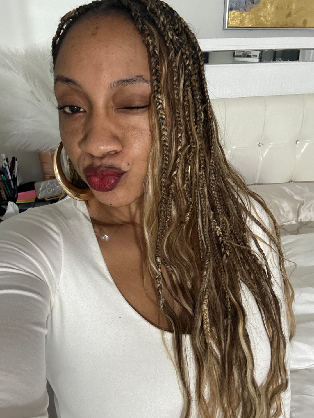 Customer photo review of #4/27/30/613 Mix Color Blend Body Wave Human Braiding Hair