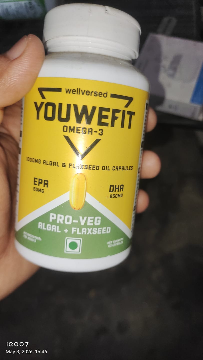 Customer photo review of YouWeFit Pro-Vegetarian Omega-3 Capsules (60 Capsules) | 1000mg Algal Oil + Flaxseed Oil Capsules (250mg DHA | 200mg ALA | 50mg EPA)