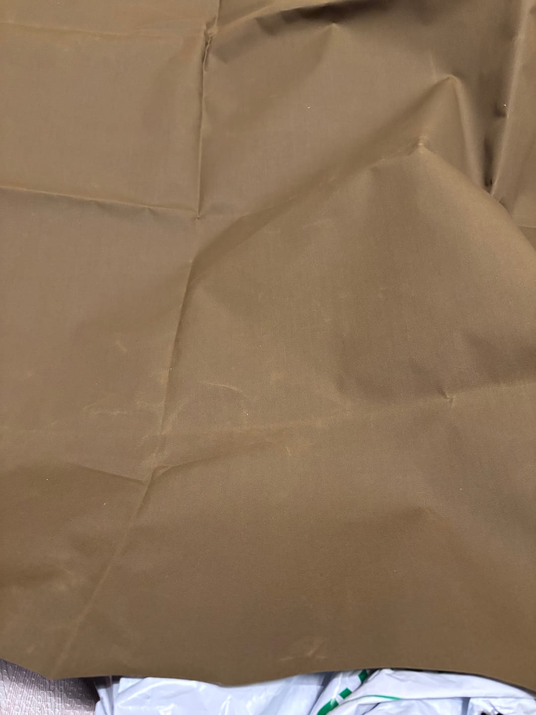 Customer photo review of Plain Khaki Water Resistant Waxed Cotton Fabric