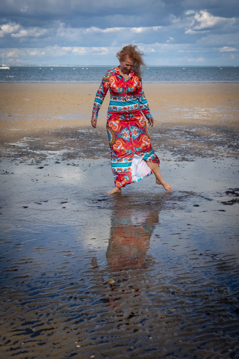 Customer photo review of Blue Tile Print Moss Crepe Fabric by the Metre