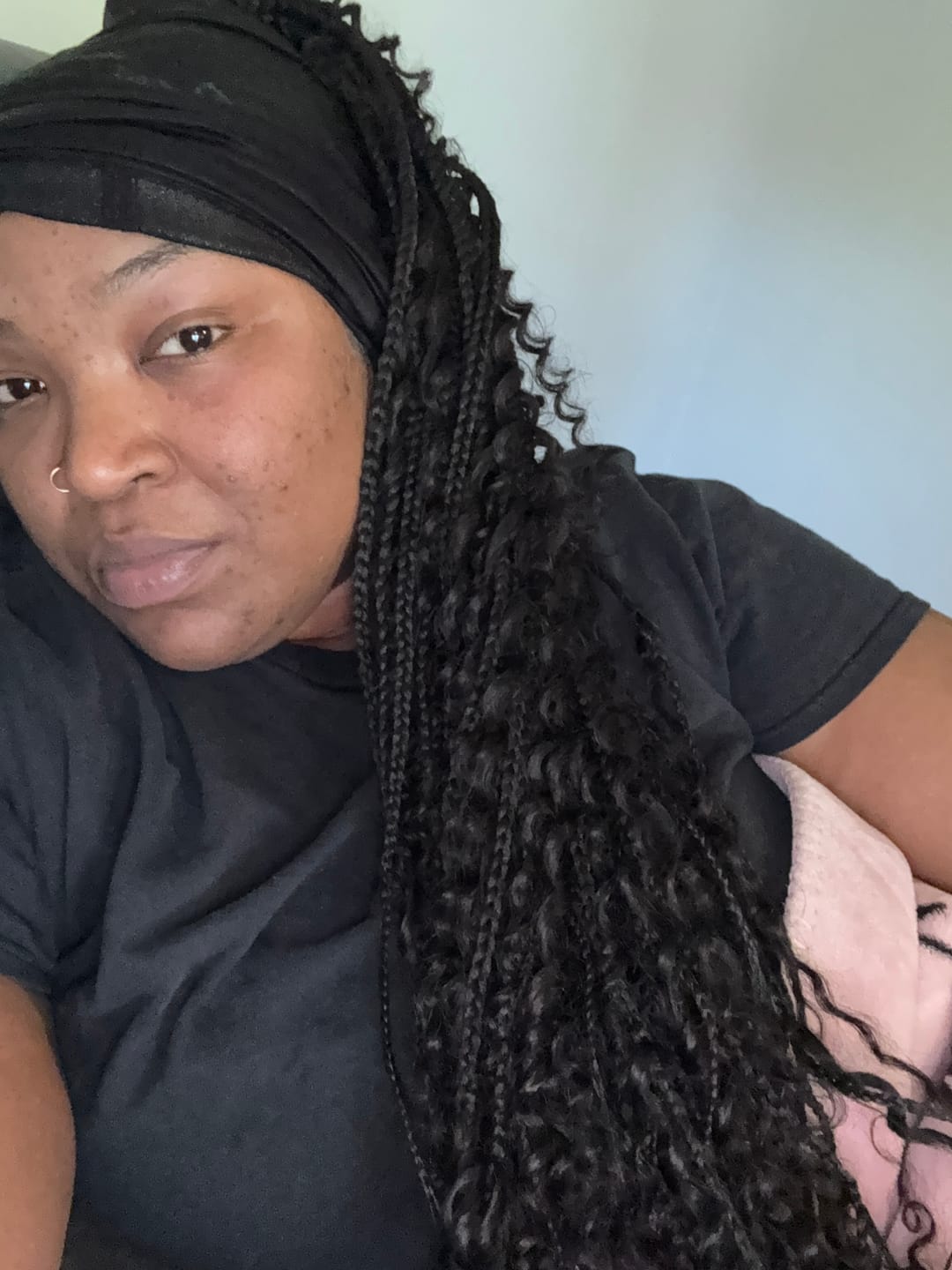 Customer photo review of Double Drawn Burmese Spanish Curl Human Braiding Hair
