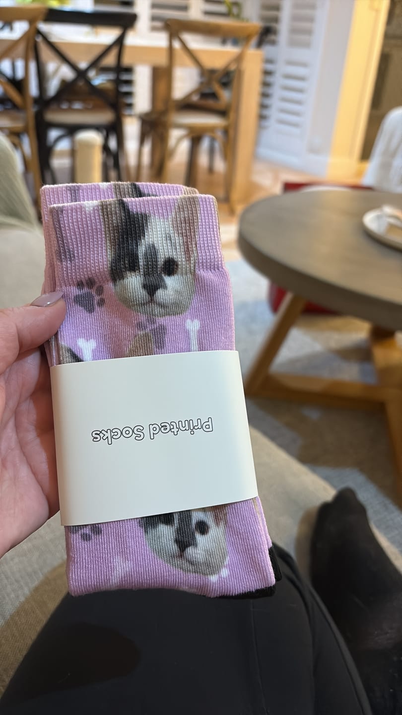Customer photo review of Personalised Socks With Dog Or Cat - Your Photo