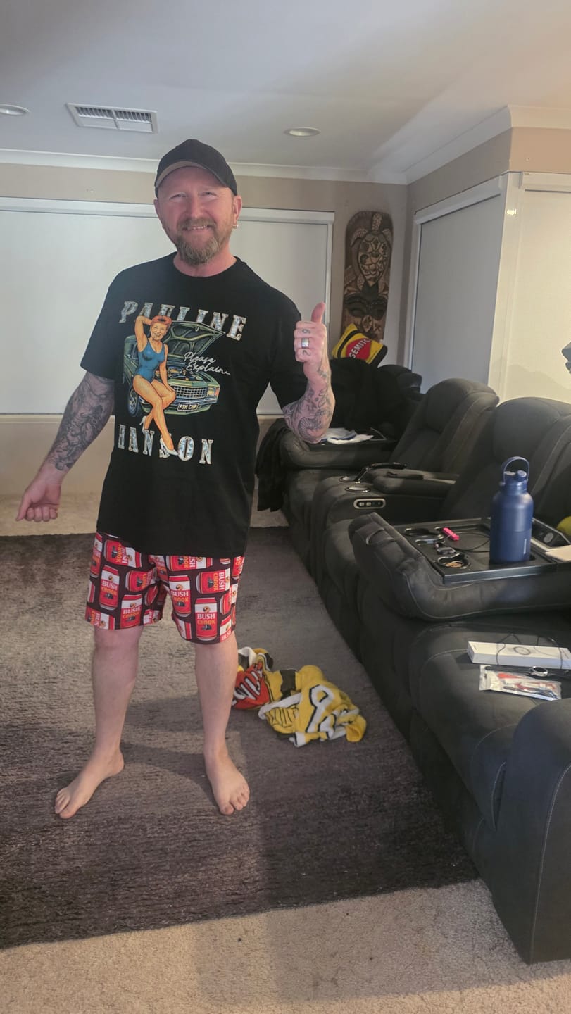 Customer photo review of Please Explain Pauline Hanson Tee Black