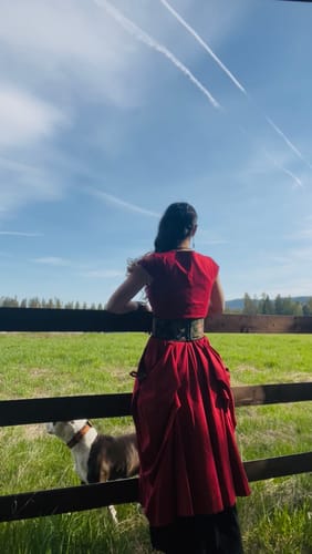 Customer photo review of Linen Summer red womens asymmetrica dress C255