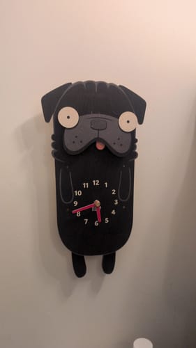 Customer photo review of Penny the Pug Pendulum Clock