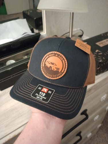 Customer photo review of Premium Custom Leather Patch Hats (Wholesale)
