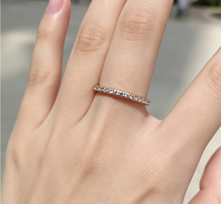 Customer photo review of S925 Louily Half Eternity Thin Women's Wedding Band In Sterling Silver Stackable Ring For Women