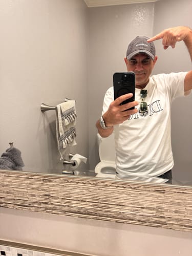 Customer photo review of Distressed Style Baseball Cap in Charcoal