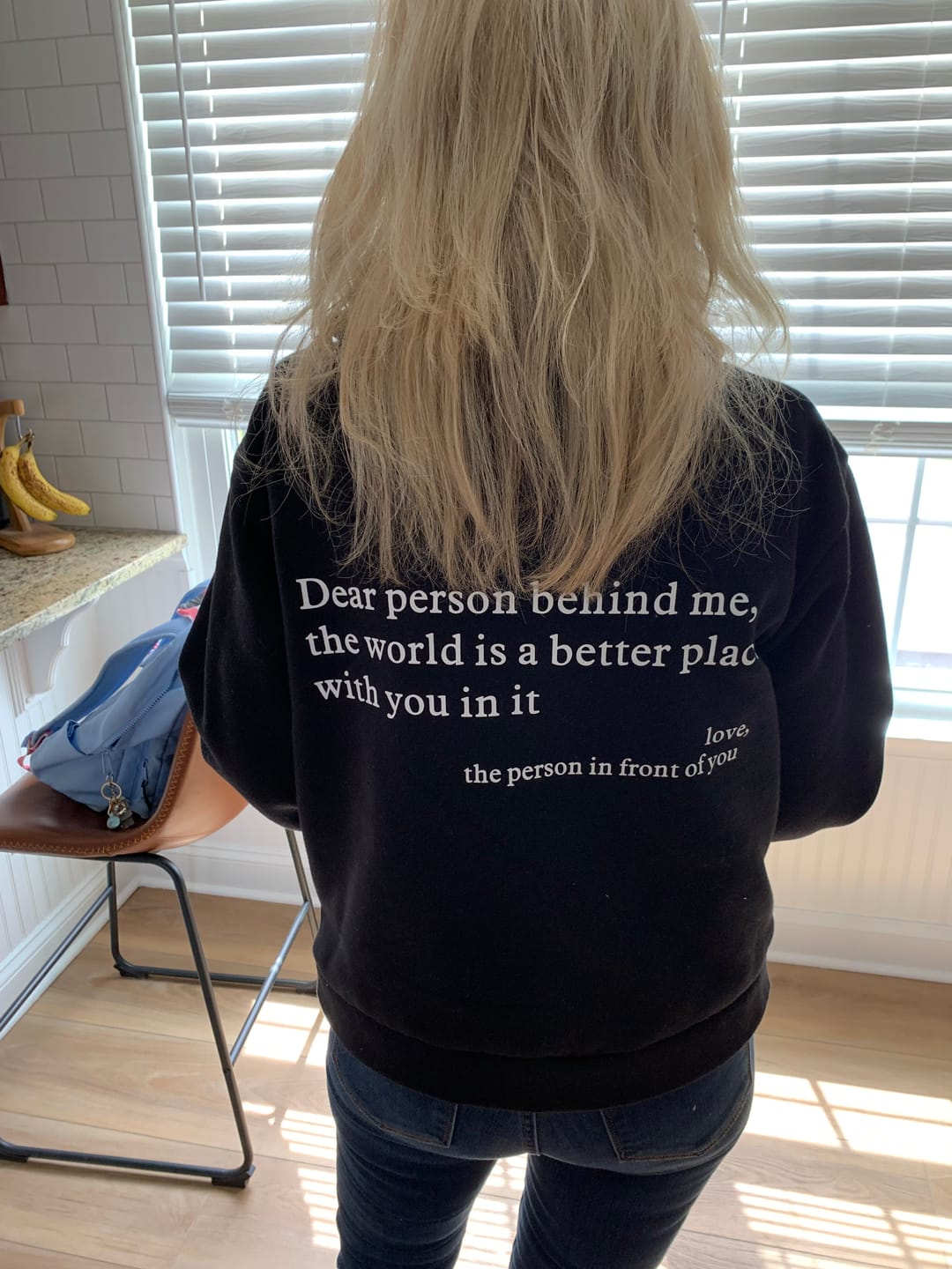 Customer photo review of The Original 'Dear Person Behind Me' Zip-Up Hoodie