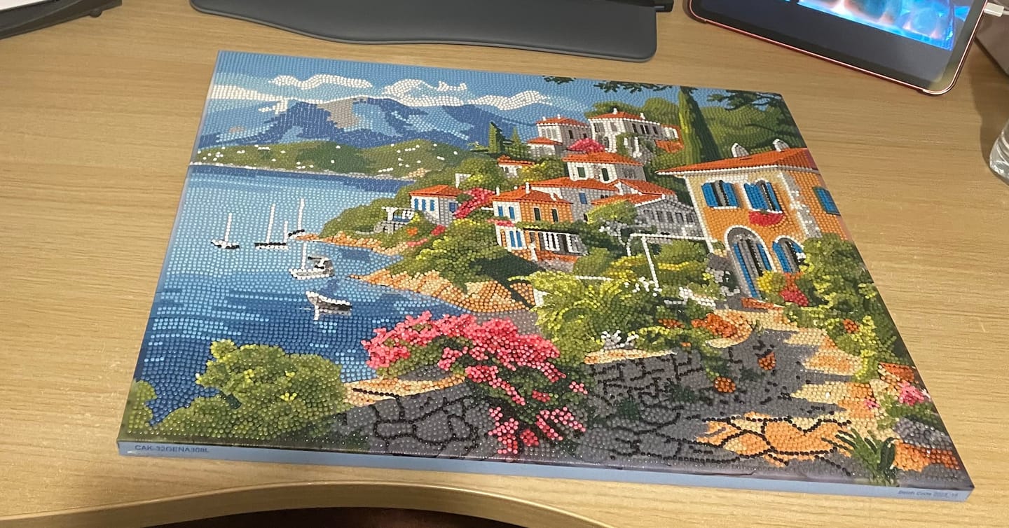 Customer photo review of Blossoms & Blue Waters Crystal Art Canvas Kit 50x40cm