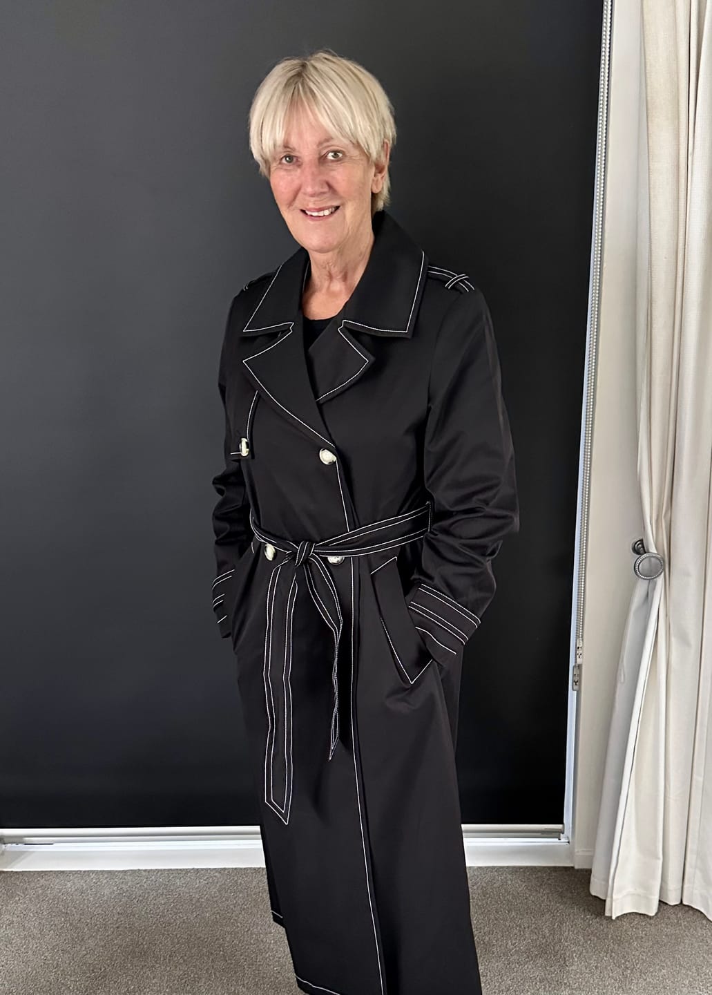 Customer photo review of Kim Women's Trench Raincoat - Black